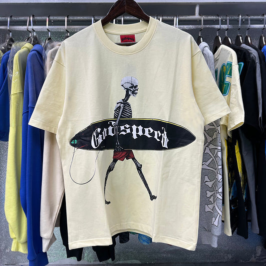 Godspeed T-shirts Skateboard Skull Junior Print Cotton Casual Short Sleeve Men and Women